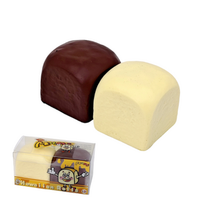 Chocolate hawaiian roll taba squishy toy sticky wet texture realistic brown bread bun fidget