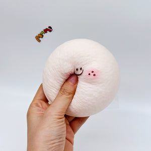 Kawaii Pink Mochi Slow Rise Squishy Toy - slow rising squeeze toy side angle view