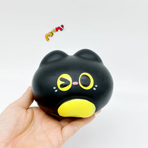 Slow Rise Black Cat Lava Bun Squishy Squeeze Away Stress! - slow rising squeeze toy side angle view