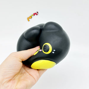 Slow Rise Black Cat Lava Bun Squishy Squeeze Away Stress! - squishy toy size reference with hand