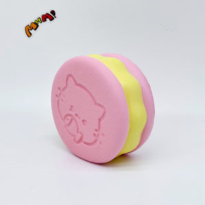 Kawaii Strawberry Cookie Squishy with Kitty Emboss: Ultra Soft & - soft slow rise fidget toy front view