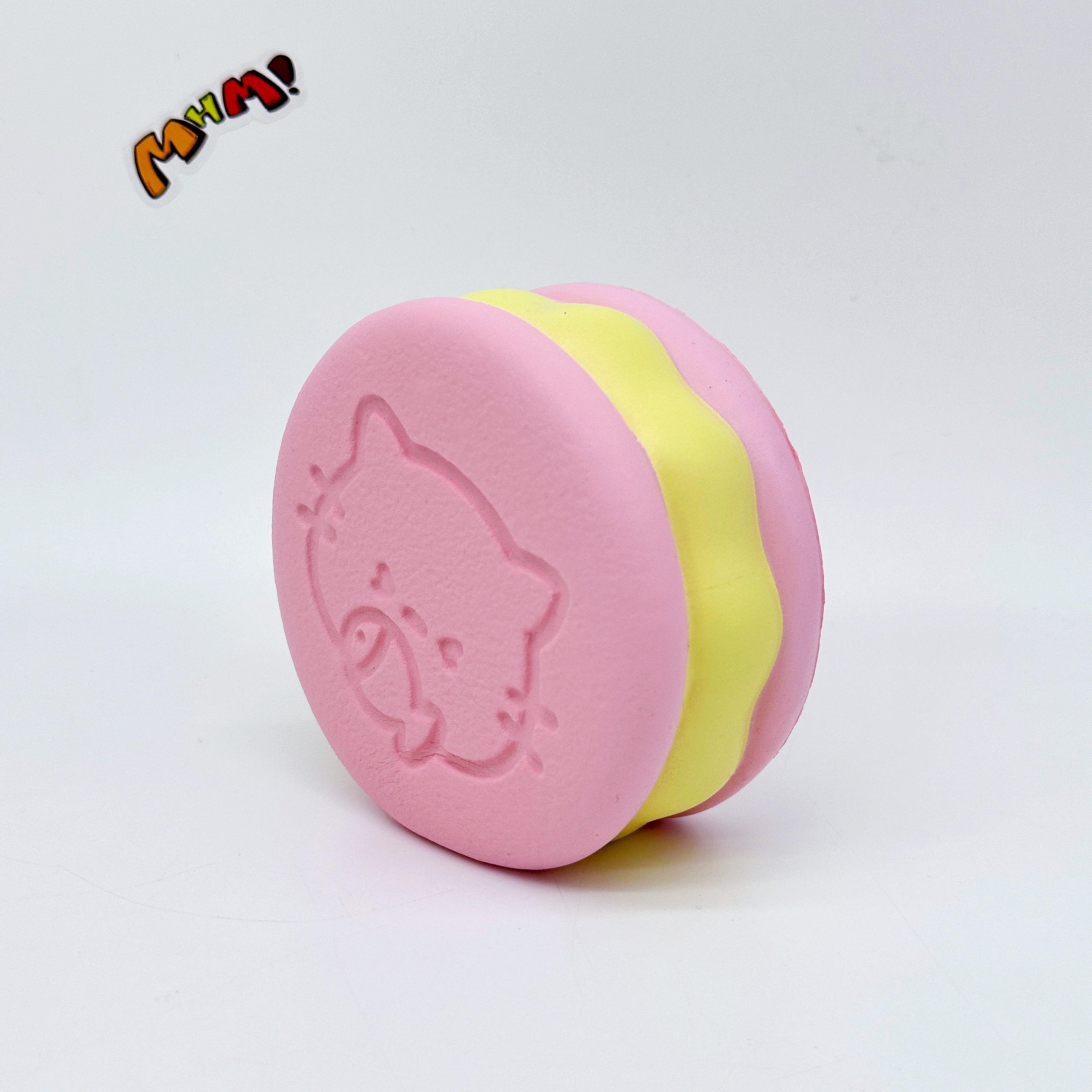Kawaii Strawberry Cookie Squishy with Kitty Emboss: Ultra Soft & - soft slow rise fidget toy front view