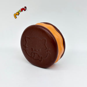 Kawaii Chocolate Cookie Squishy with Kitty Emboss: Ultra Soft & S - squishy stress relief toy detail shot