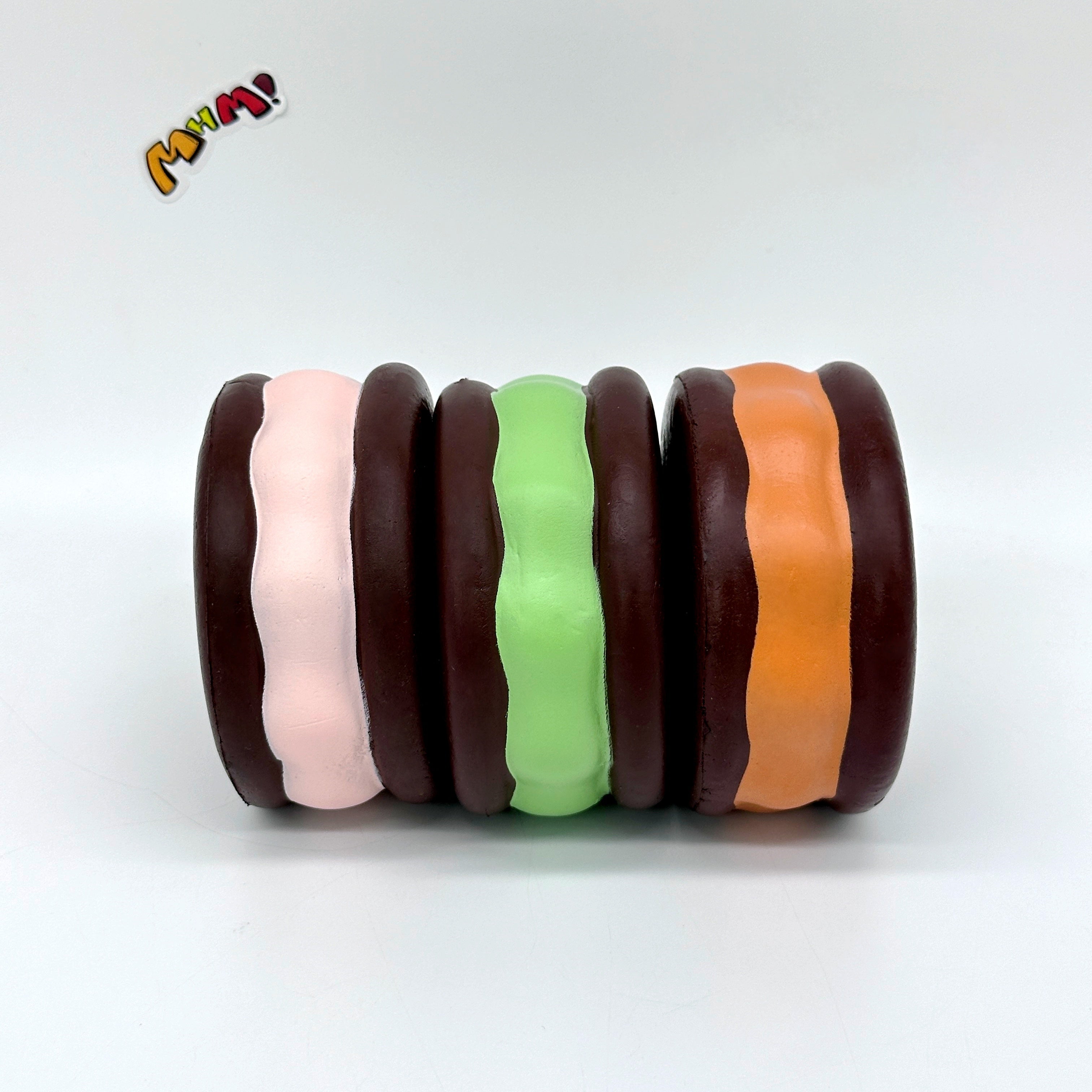 Kawaii Chocolate Cookie Squishy with Kitty Emboss: Ultra Soft & S - soft slow rise fidget toy front view