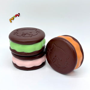 Kawaii Chocolate Cookie Squishy with Kitty Emboss: Ultra Soft & S - slow rising squishy toy product photo