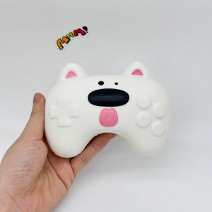 Kawaii Dog Squishy: Tofu Dog -- Controller -- Headphone Case! - cute squishy toy packaging display