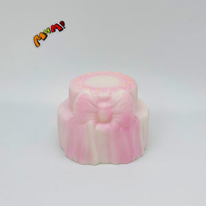 Cute Two-Tier Cake Stress Relief Squishy with Bow - squishy stress relief toy detail shot