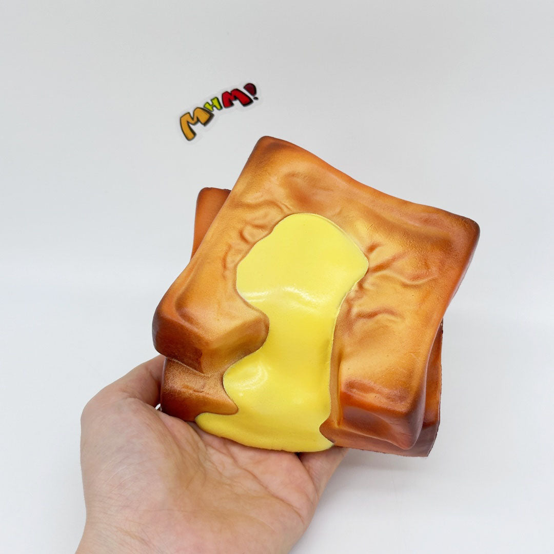 Cute Condensed Milk Bao Toast Stress Relief Squishy - soft slow rise fidget toy front view