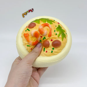Cute Seafood Noodle Bowl Slow Rise Squishy Toy - slow rise fidget toy texture close up