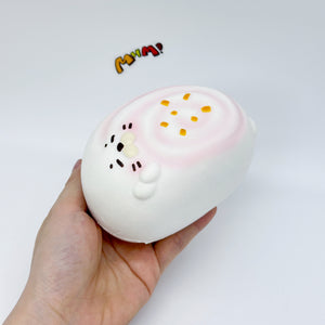 Sleepy Seal Squishy | Cute Pink Swirl Cream Slow Rising Stress Re - slow rise fidget toy texture close up