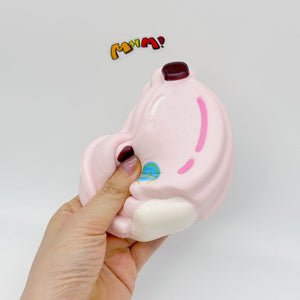 Pink Banana Slow Rise Squishy Toy - squishy stress relief toy detail shot
