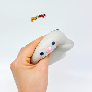 Cute shark pineapple bun squishy with kawaii face, soft slow rising fidget toy