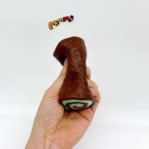 Mint Chocolate Roll Slow Rise Squishy Toy - slow rise fidget toy texture close up