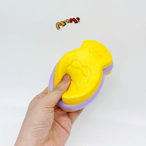Taro/Strawberry Taiyaki Slow Rise Squishy Toy - slow rising squeeze toy side angle view