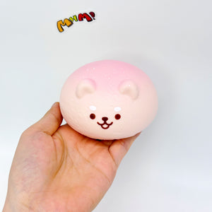 Pink Shiba Inu Steamed Bun Squishy Toy - squishy stress relief toy detail shot