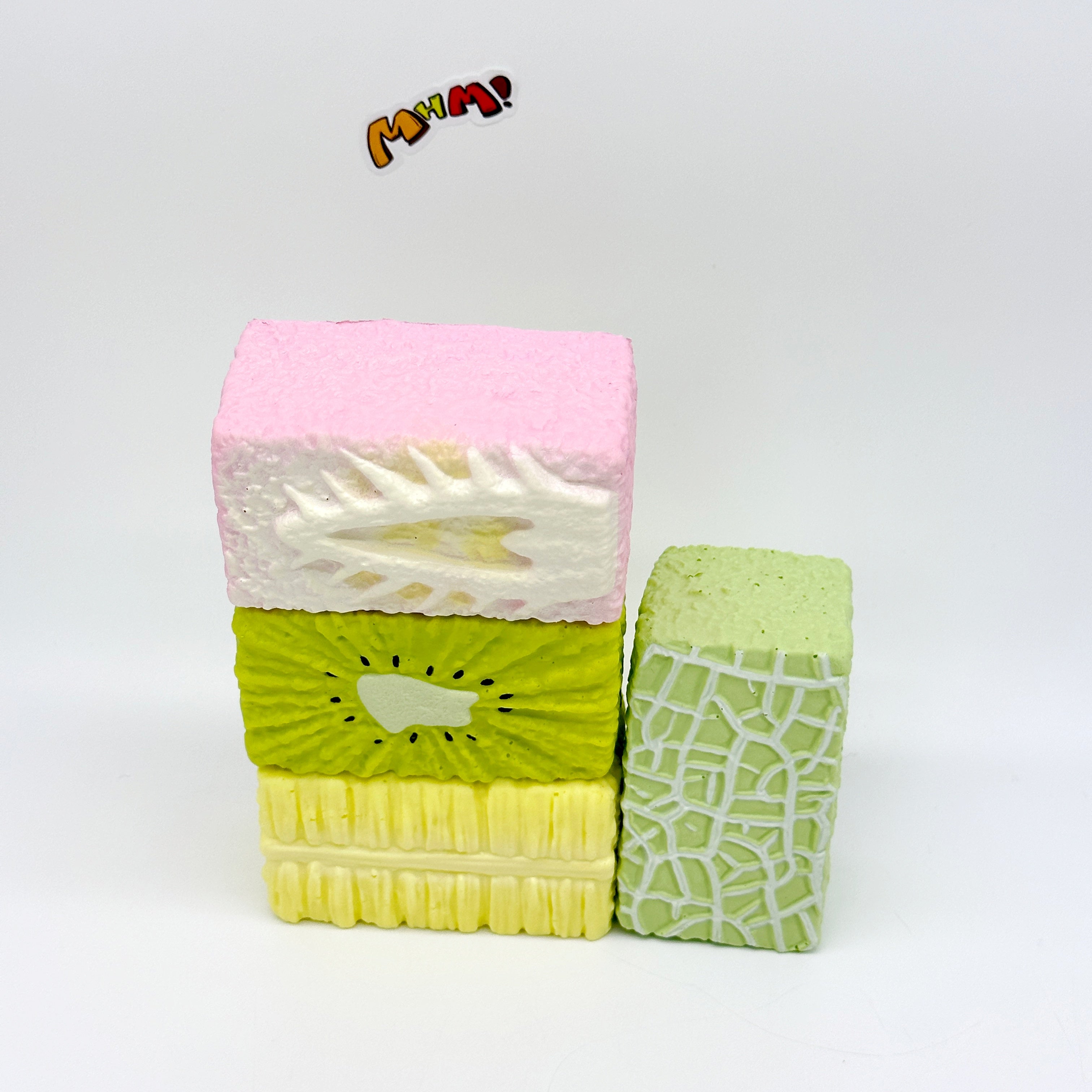 🥝🍓🍍🍈 Fruit Toast Squishy - 4 Styles Kiwi/Strawberry/Pineapple/Honeydew Slow Rising Squeeze Toy | Cute Food Stress Relief Toy