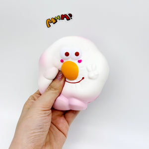 Kawaii Smiley Fried Egg Squishy - soft foam stress relief squeeze toy