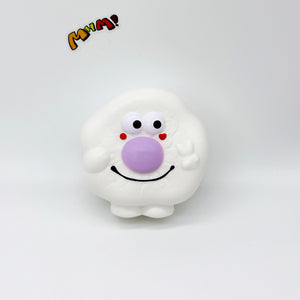 Kawaii Smiley Fried Egg Squishy - slow rising squeeze toy side angle view