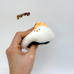 Slow recovery fish roe, salmon and chicken sushi Squishy - slow rise toy hand squeeze demo