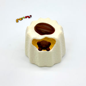 Kawaii Peeking Bear Pudding Squishy - soft slow rise fidget toy front view