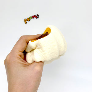 Kawaii Peeking Bear Pudding Squishy - squishy toy size reference with hand