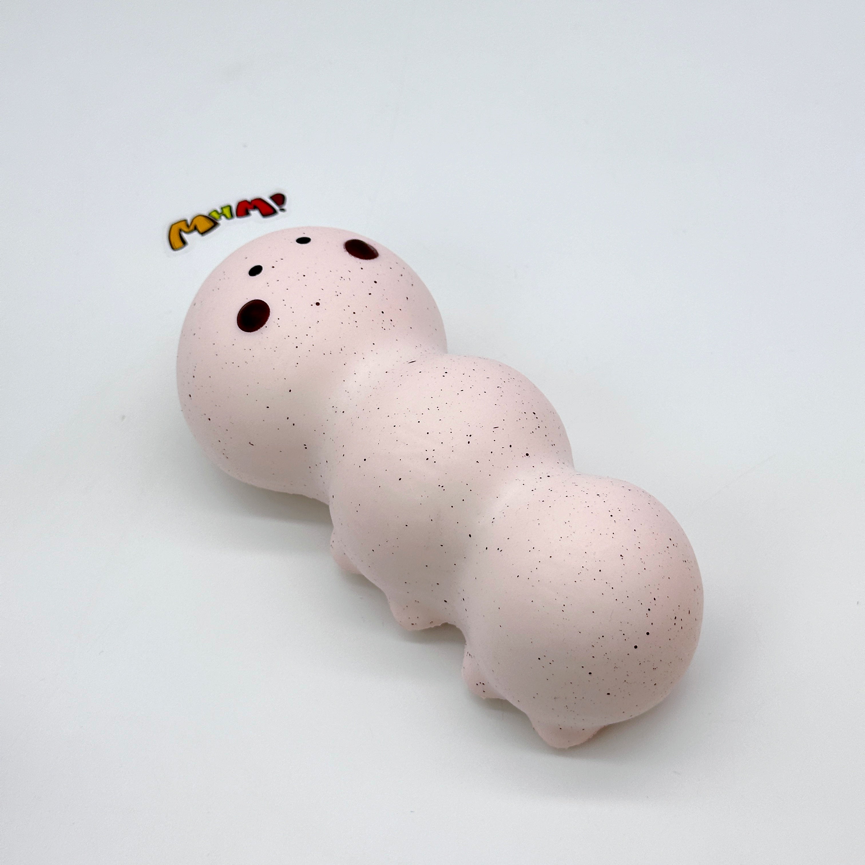 Fluffy Caterpillar Bread Squishy - soft slow rise fidget toy front view