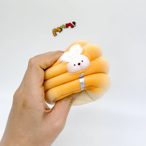 Sleepy Bunny in Sleeping Bag Squishy - slow rising toy top view