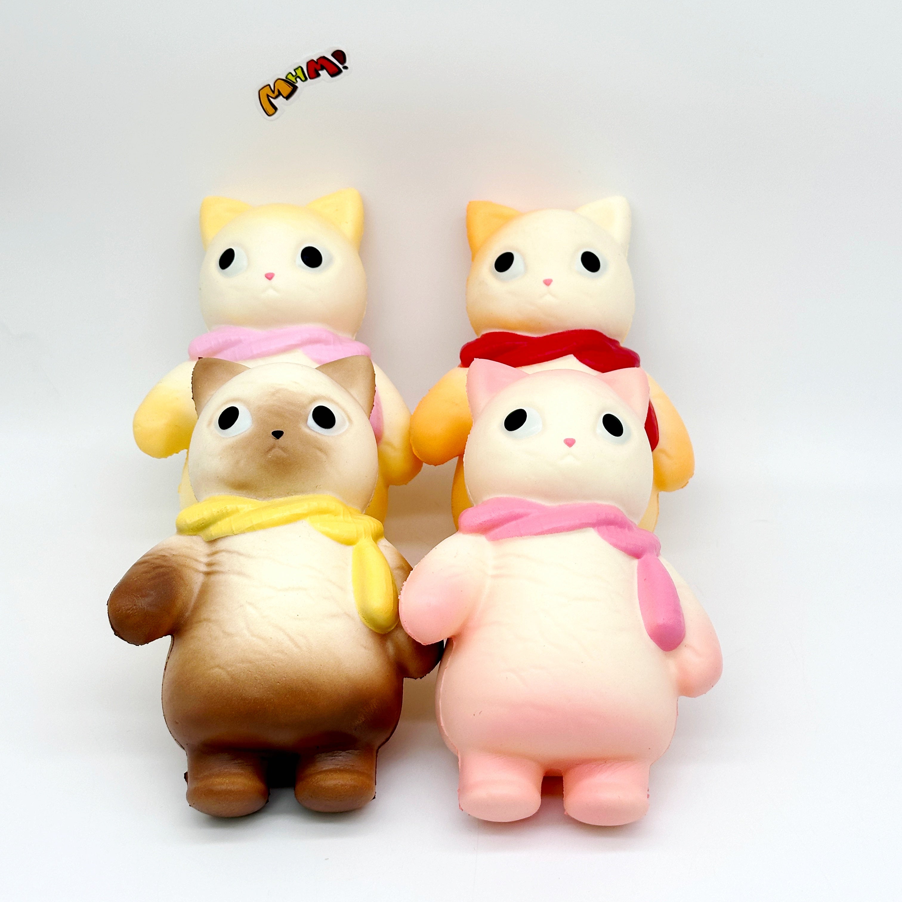 🐱🧣 Scarf Kitty Squishy - 4 Cute Cat Styles with Colorful Scarves Slow Rising Stress Relief Toy