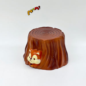 Squirrel Tree Stump Squishy | Cute Animal Themed Slow Rising Stre - soft slow rise fidget toy front view