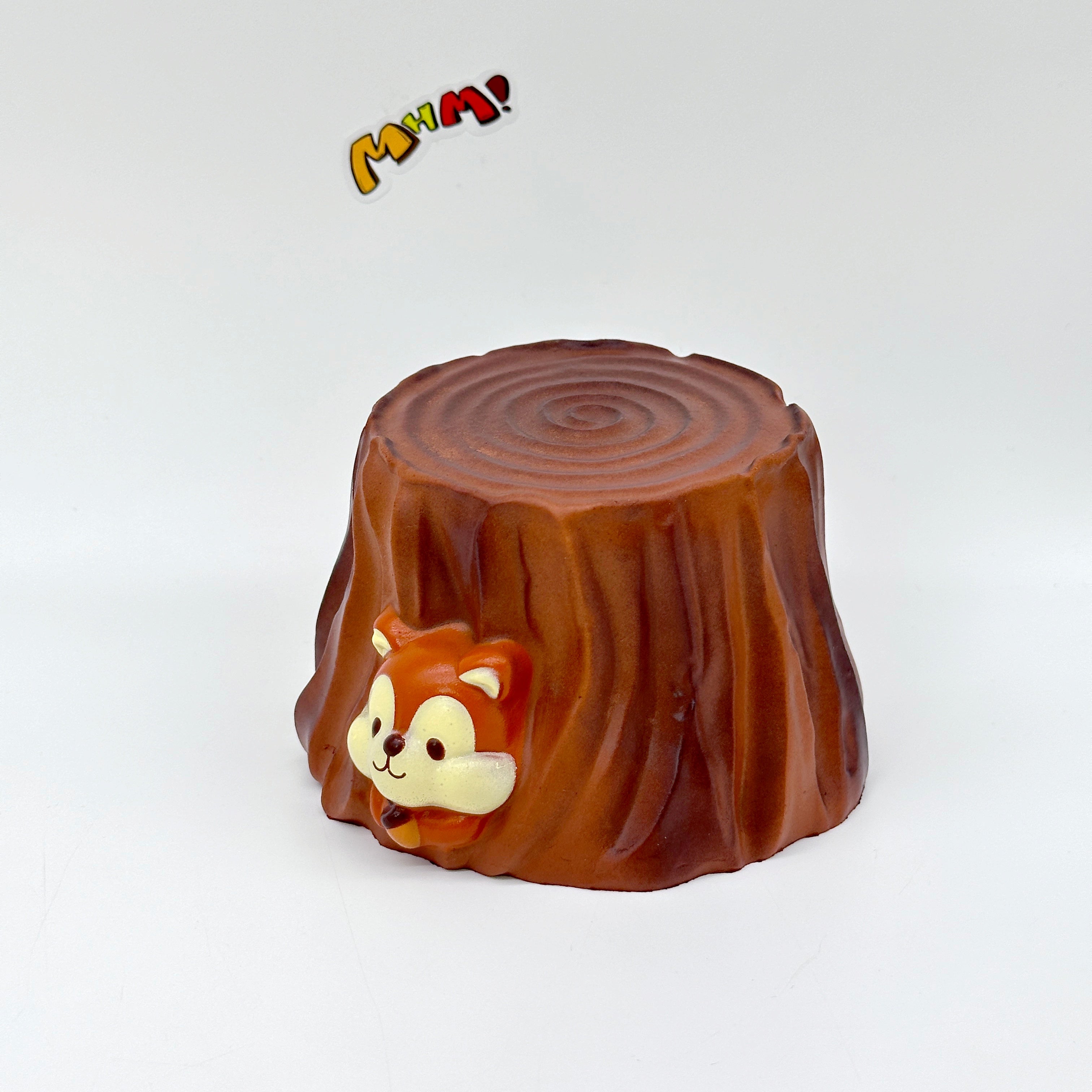 Squirrel Tree Stump Squishy | Cute Animal Themed Slow Rising Stre - soft slow rise fidget toy front view