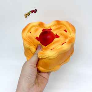 Heart-Shaped Cherry Pie Squishy | Slow Rising Food Stress Relief - slow rise fidget toy texture close up