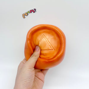 Caramel Dalgona Candy Squishy | Triangle Pattern Sugar Honeycomb - slow rise fidget toy texture close up