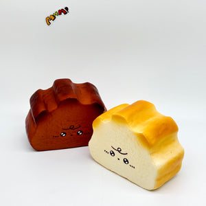 Milk Haas Bread Squishy - Chocolate Brown & Original Bread Yellow - slow rising squishy toy product photo