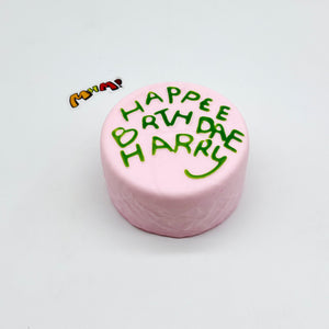 Happee Birthdae Harry Pink Cake Squishy | Birthday Themed Slow Ri - slow rising squishy toy product photo