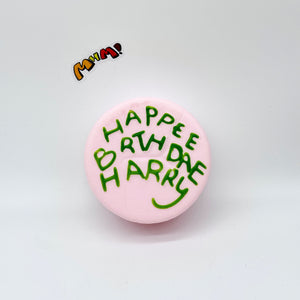 Happee Birthdae Harry Pink Cake Squishy | Birthday Themed Slow Ri - soft slow rise fidget toy front view