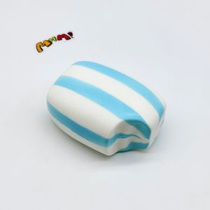 Blue Striped Fruit Gummy Squishy | Candy Themed Slow Rising Stres - slow rising squeeze toy side angle view