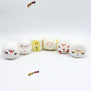 Snowman Marshmallow Squishy Blind Box | 6 Styles Winter Themed Sl - squishy stress relief toy detail shot