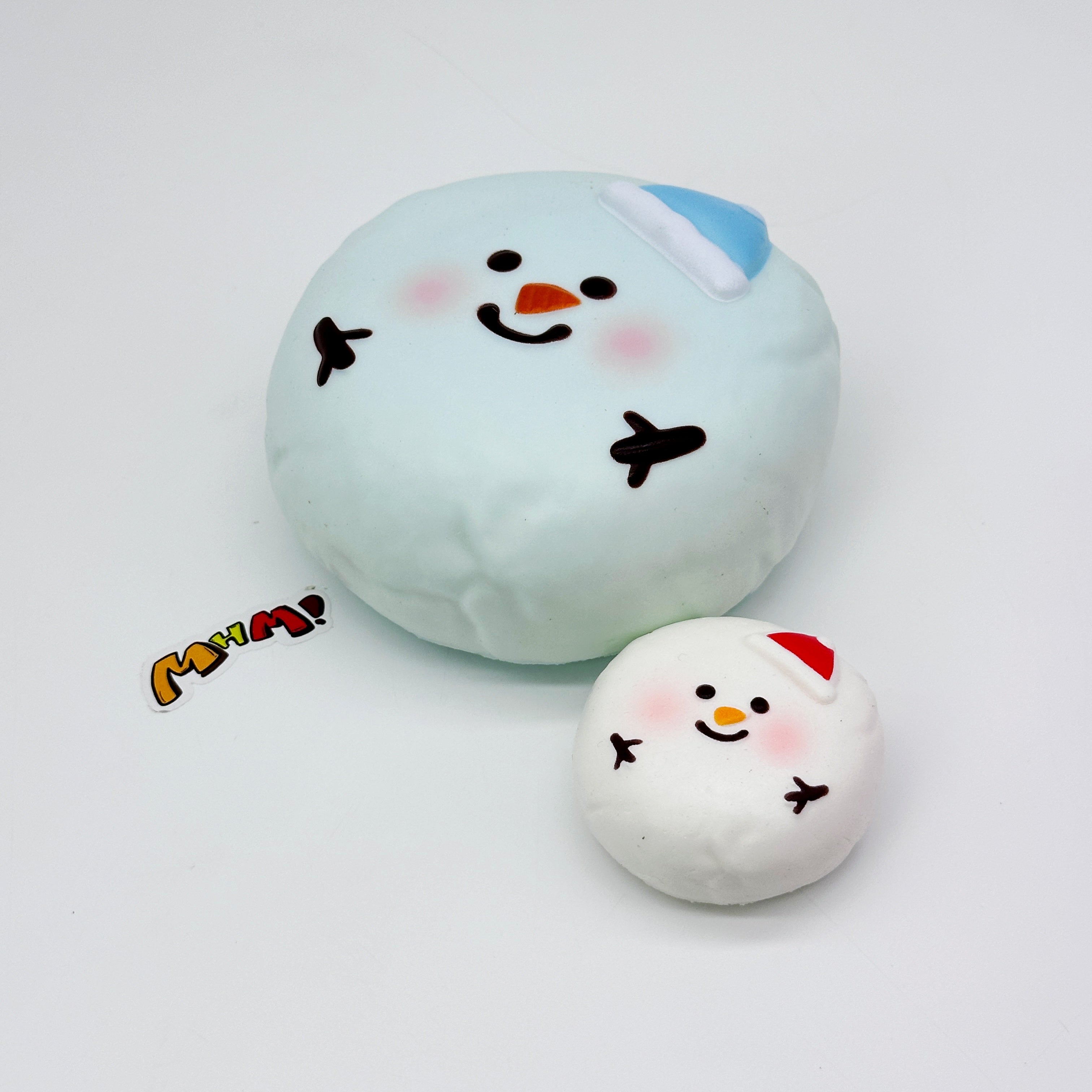 ⛄️ Blue Snowman Custard Bun Squishy (With Free Mini White Snowman) | Holiday Themed Slow Rising Stress Relief Toy