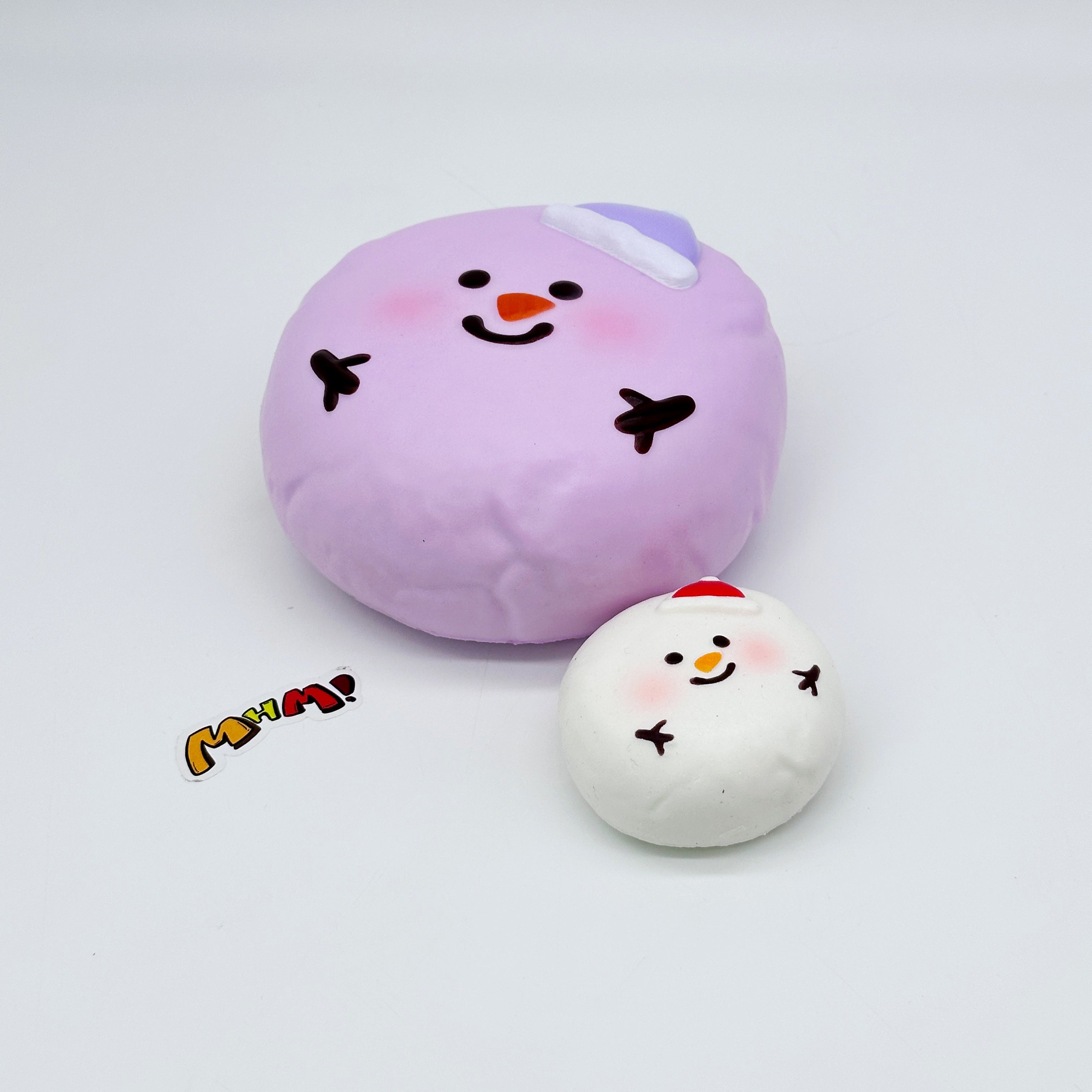 ⛄️ Purple Snowman Custard Bun Squishy (With Free Mini White Snowman) | Holiday Themed Slow Rising Stress Relief Toy