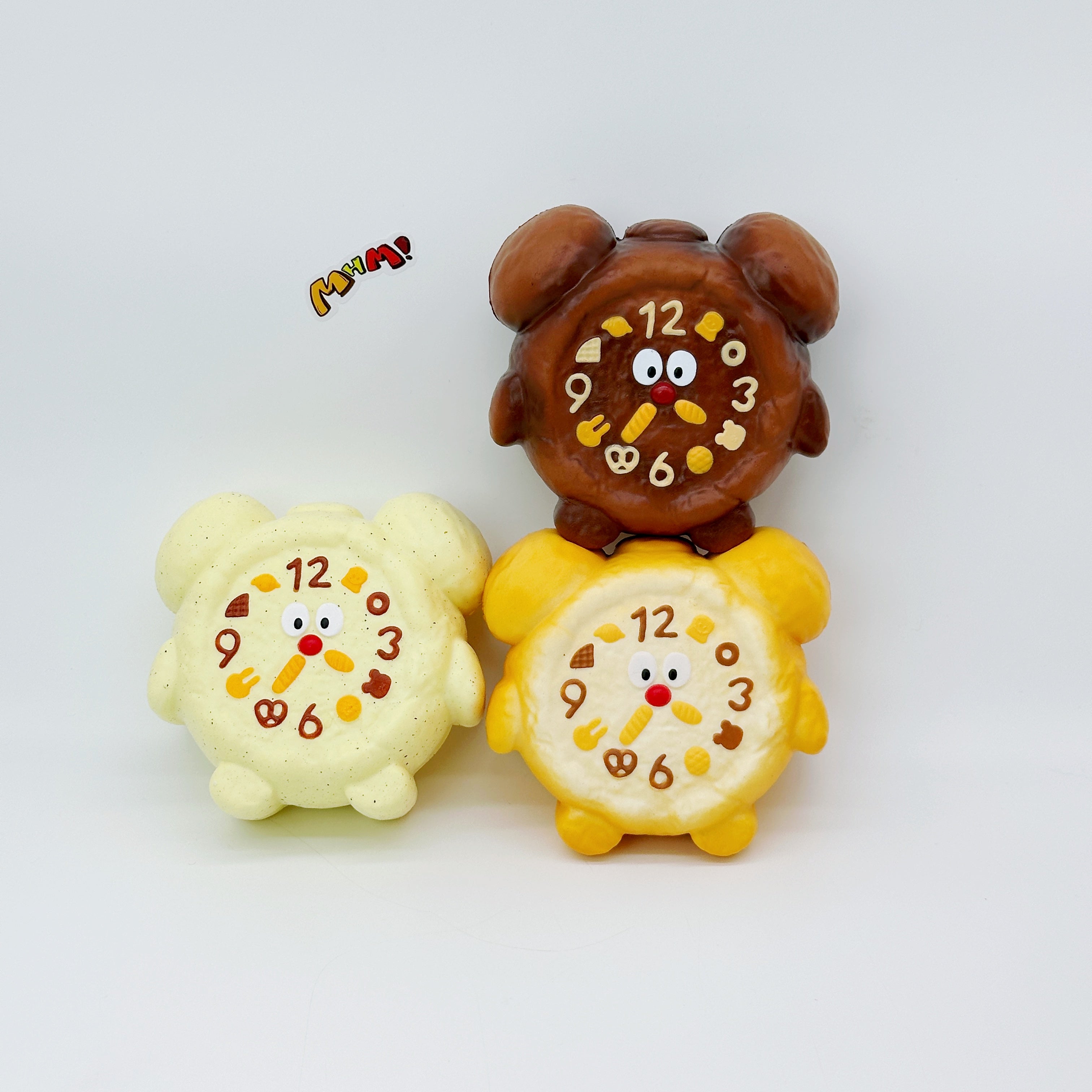 ⏰ Bread Alarm Clock Squishy (Cream/Butter Yellow/Chocolate) | Cute Bakery Slow Rising Stress Relief Toy