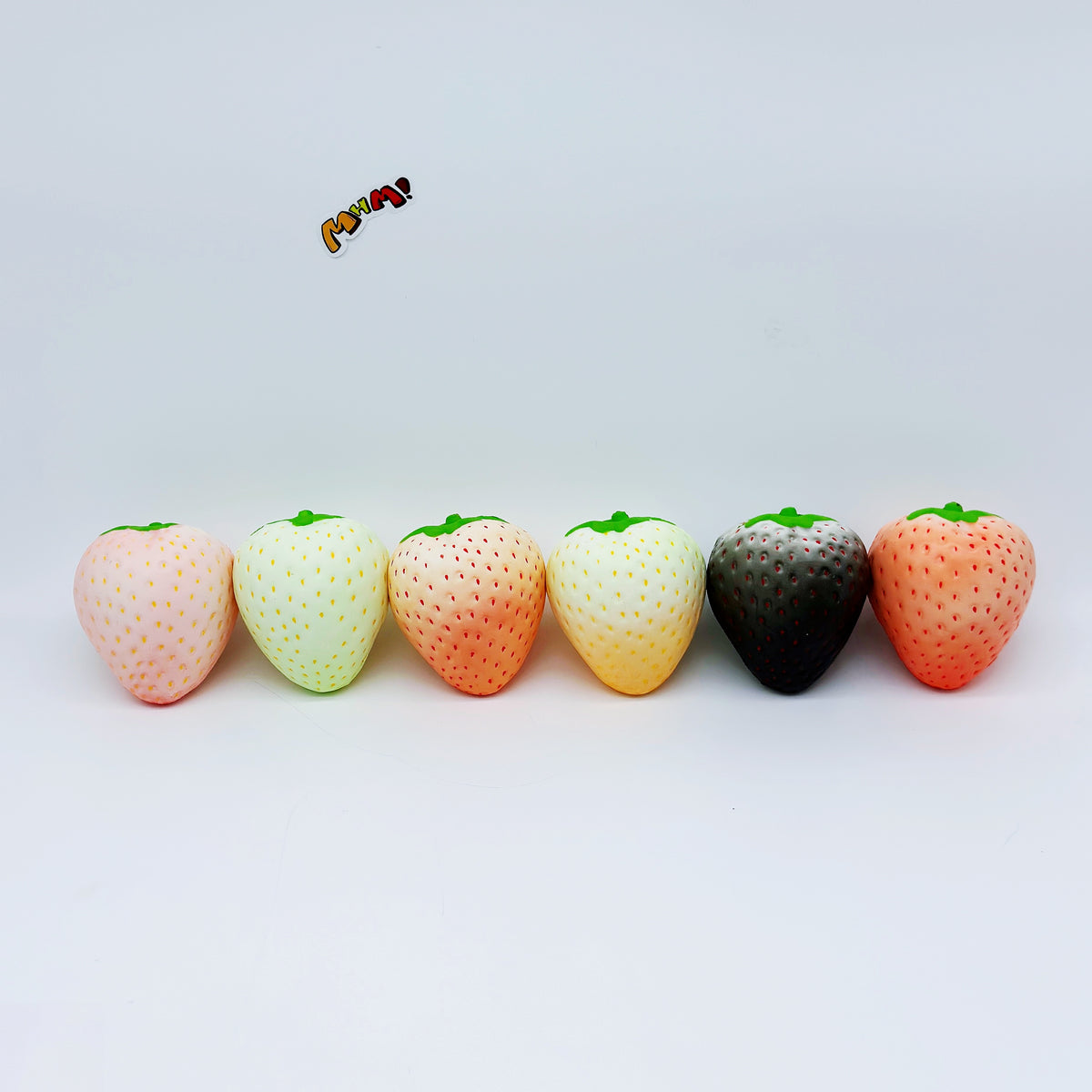 MHM Kawaii Berry Collection Squishy Set, Palm-Size Puffy Strawberry Squeeze Toys for Desk Decor