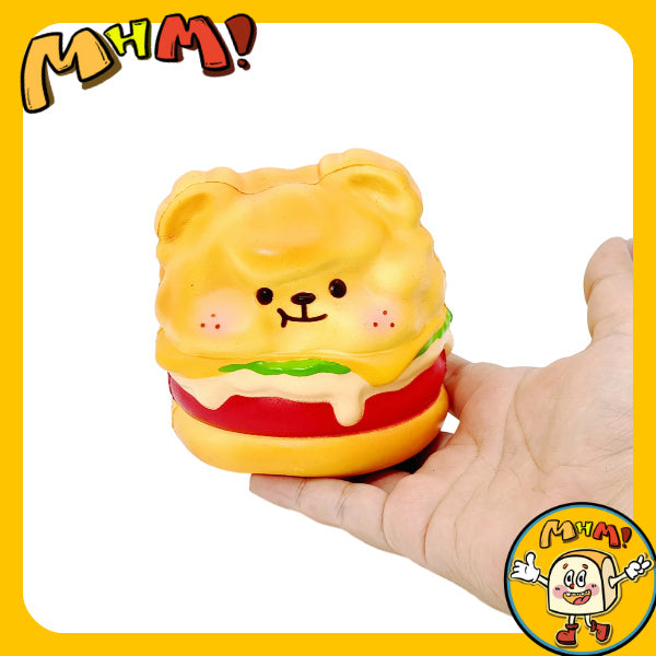 MHM Squishy Teddy Burger Simulation Prop Sticky Hands Wet Soft Slow Rebound Stress Relieving Toy Adult Plush Toy Sensory Toy