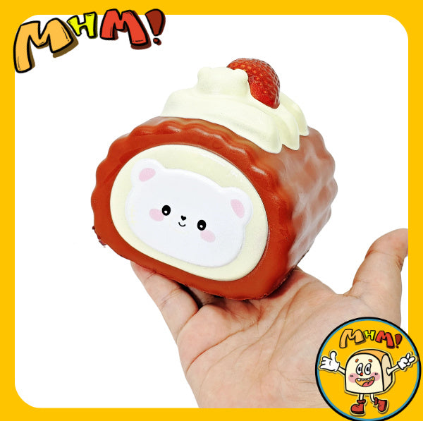 MHM Squishy food series snow bear monster Chicken rolls (chocolate flavor) sticky hand simulation food animal anthropomorphic wet soft slow rebound decompression toy adult decompression toy sensory toy