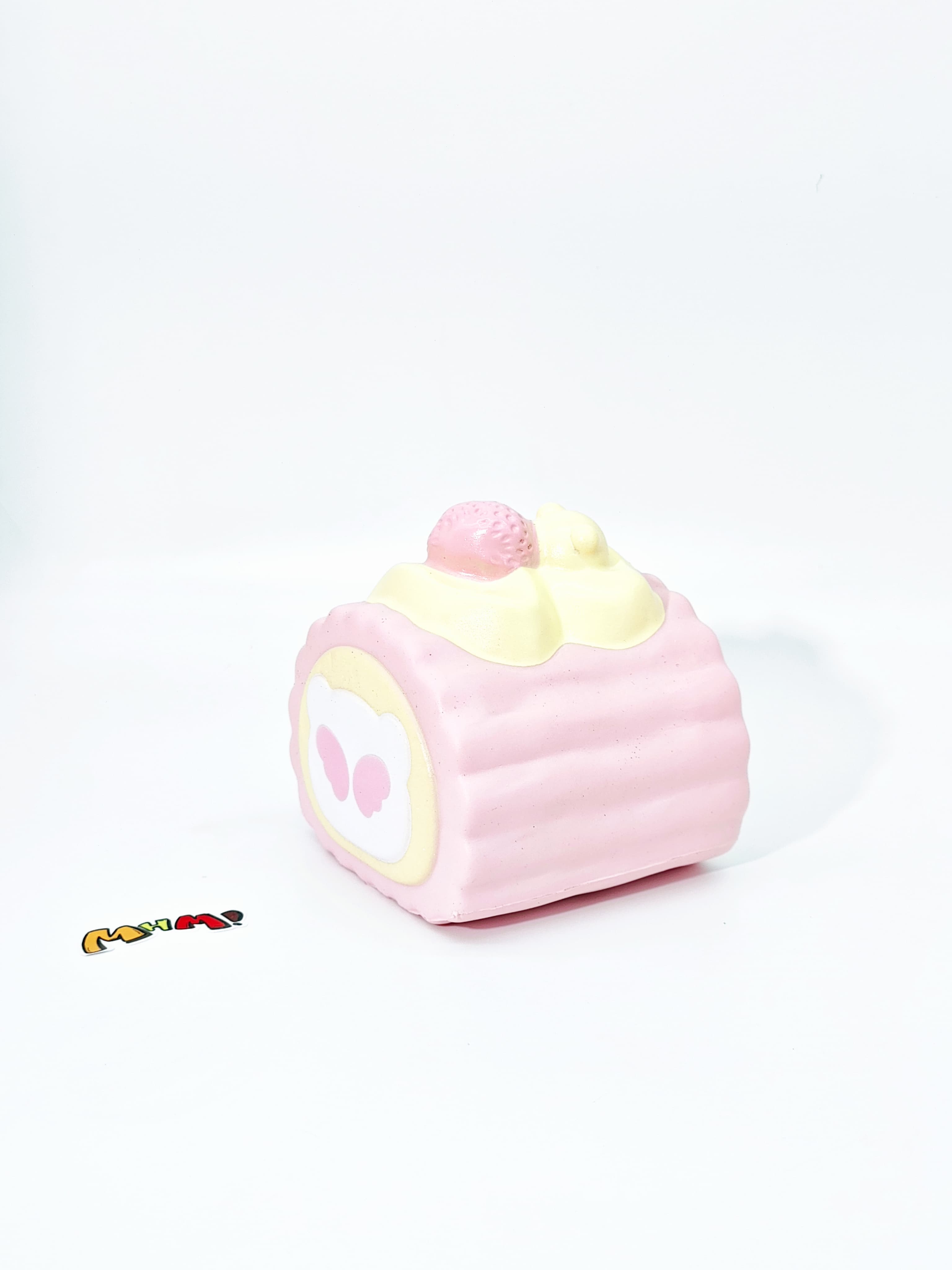 Snow Bear Swiss Roll Squishy (Peach) - Slow Rising Cake Toy | Scented Animal Dessert Fidget