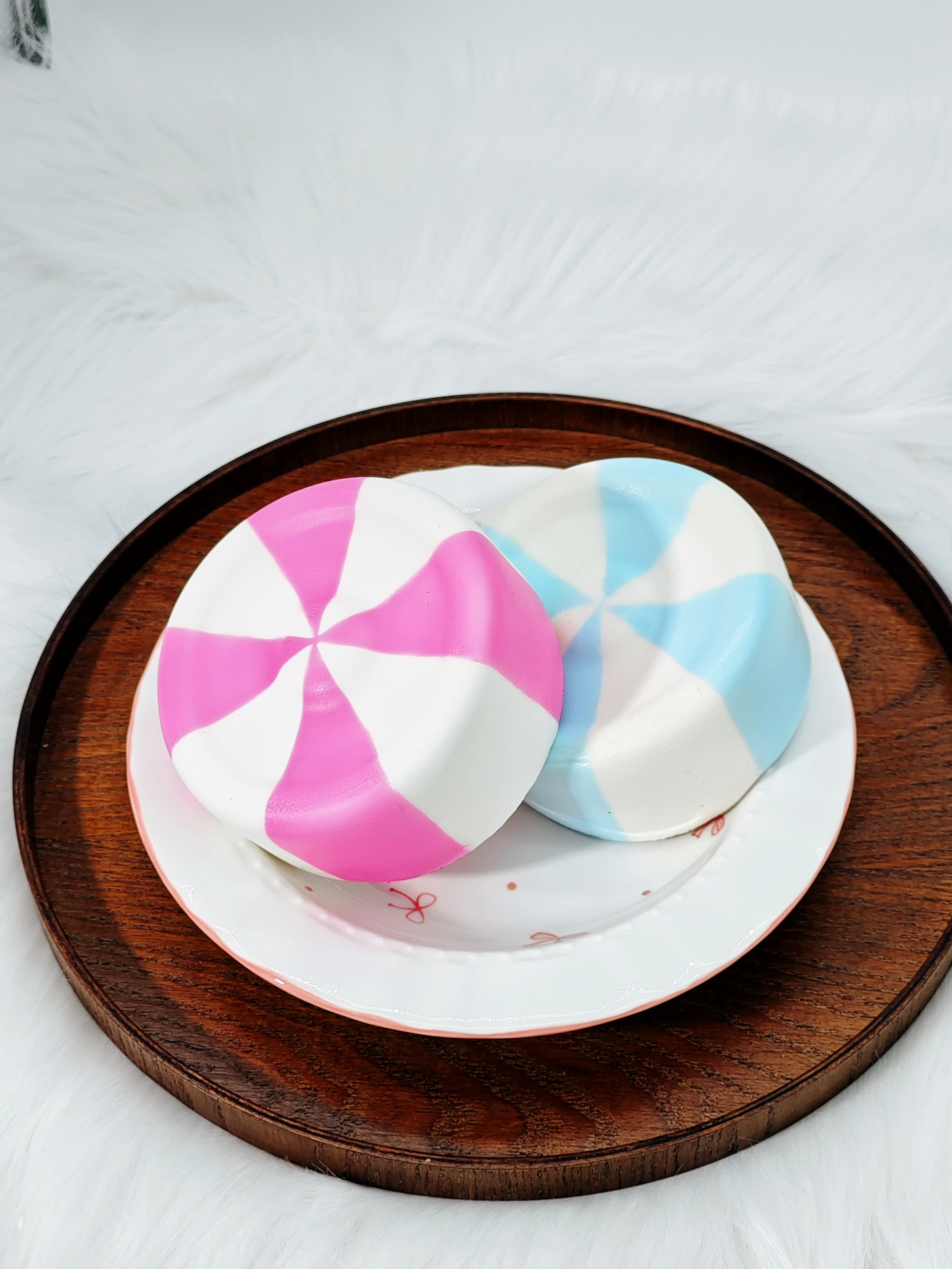 Sticky-Soft Hard Candy Squishy Duo (2-Pack) - Glossy Slow Rising Toys | Pink & Blue Scented Fidgets