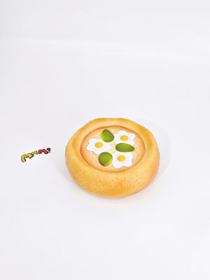 Creamy white cheese pizza squishy toy sticky melted mozzarella texture slice fidget