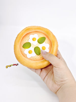 Creamy white cheese pizza squishy toy sticky melted mozzarella texture slice fidget
