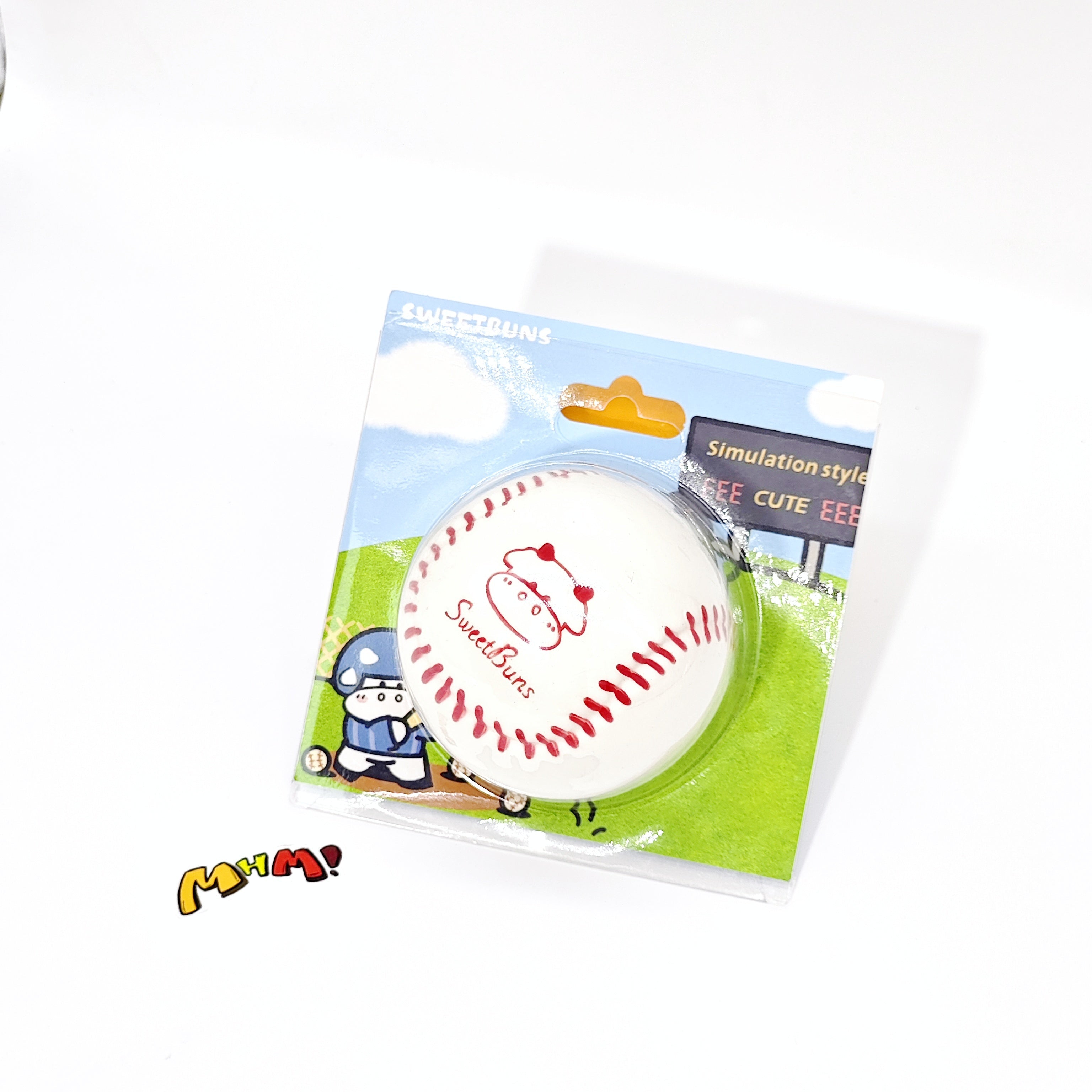 Classic White Baseball Squishy - Sticky Sports Toy with Red Stitches | Slow Rising Fidget