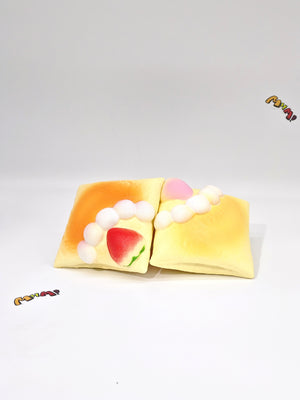 Strawberry & Peach Mille-Feuille Squishy Set (2-Pack) - squishy stress relief toy detail shot