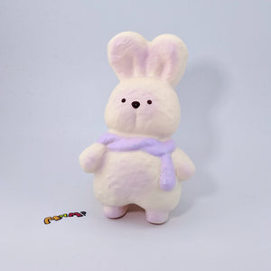 Purple Scarf Bunny Squishy | Cute Animal Themed Slow Rising Stres - slow rising squishy toy product photo